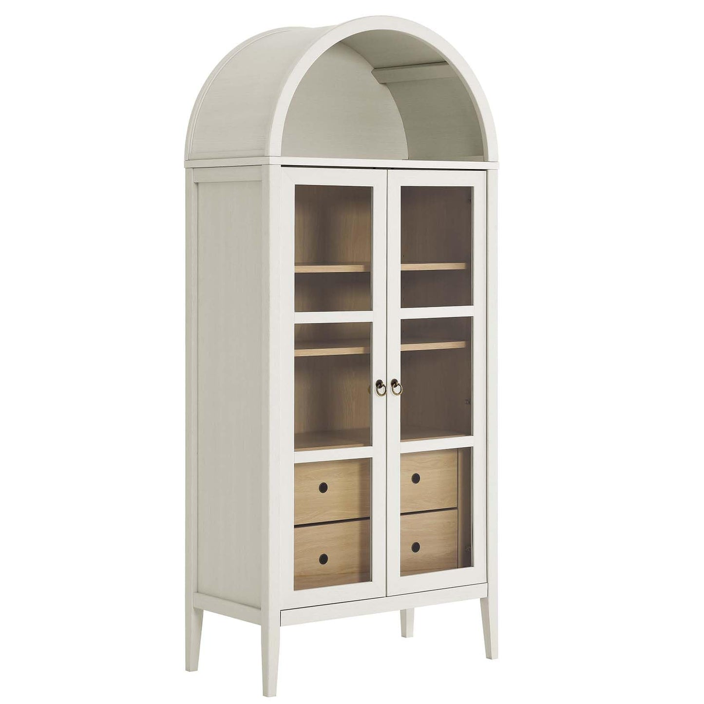 Modway Nolan Modern Farmhouse 71" Tall Arched Storage Display Cabinet in White Oak Wood Grain - WoodArtSupply