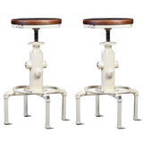 Topower Aged Antique Vintage Industrial Barstool Solid Wood Water Pipe Fire Hydrant Design Cafe Coffee Industrial Bar Stool Set of 2 Antique White Topower