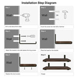 Mkono Rustic Wood Floating Shelves Wall Mounted Shelving Set of 2 Decorative Wall Storage Shelves with Lip Brackets for Bedroom, Living Room, Bathroom, Kitchen, Hallway, Office Mkono