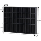 ARRAWIS Black Shot Glass Display Case 18" x13" Solid Wood Wall Mounted Collection Cabinet 28 Slots Small Curio Cabinet Rack (No Door) ARRAWIS