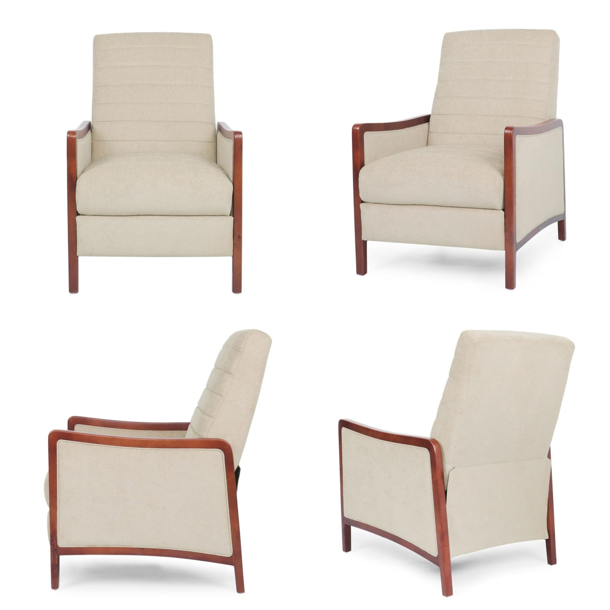 Merax Push Back Recliner Chair with Footrest, Reading Lounge Accent Lazy Sofa Seating for Living Room, Bedroom, Dorm, Mid-Century Modern Style, Dorm, Beige Merax