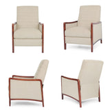 Merax Push Back Recliner Chair with Footrest, Reading Lounge Accent Lazy Sofa Seating for Living Room, Bedroom, Dorm, Mid-Century Modern Style, Dorm, Beige Merax