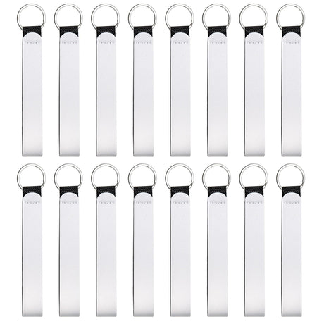 NEETUE 16 Pieces Sublimation Blanks Wristlet Keychain DIY Blank Wrist Lanyard White Neoprene Keychain Wristband Lanyard Wristband Keychain for Summarize Small Pendants Such as Keys (White) NEETUE