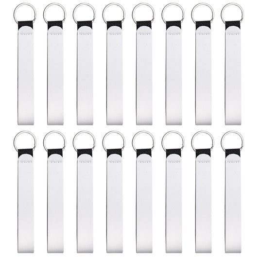 NEETUE 16 Pieces Sublimation Blanks Wristlet Keychain DIY Blank Wrist Lanyard White Neoprene Keychain Wristband Lanyard Wristband Keychain for Summarize Small Pendants Such as Keys (White)