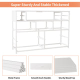 DRAWERHOM Dresser TV Stand with Power Outlets and LED Lights for 55'' TV, 11 Drawers Dresser with Side Pocket, Fabric Chest of Drawers with PU Finish, Sturdy Frame & Wood Top (White) DRAWERHOM