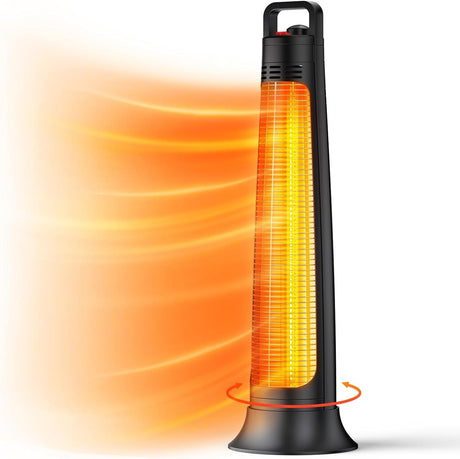 FLOWBREEZE Patio Heater Electric, Portable Outdoor Heater, 1200W, 3S Instant Heating, Infrared Heater with 60°Oscillating, 180min Timer, Tip-Over Protection, Super Quiet Heater for Indoor Outdoor Use FLOWBREEZE