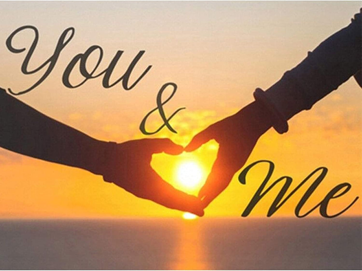 Love Diamond DIY Painting Kits, Sunset Diamond Art Craft for Adults Full Round Drill, Heart Pictures Painting with Round Diamonds,You and Me Diamond Paint kits for Home Wall Decor Gift(16inx12in) HSENJT