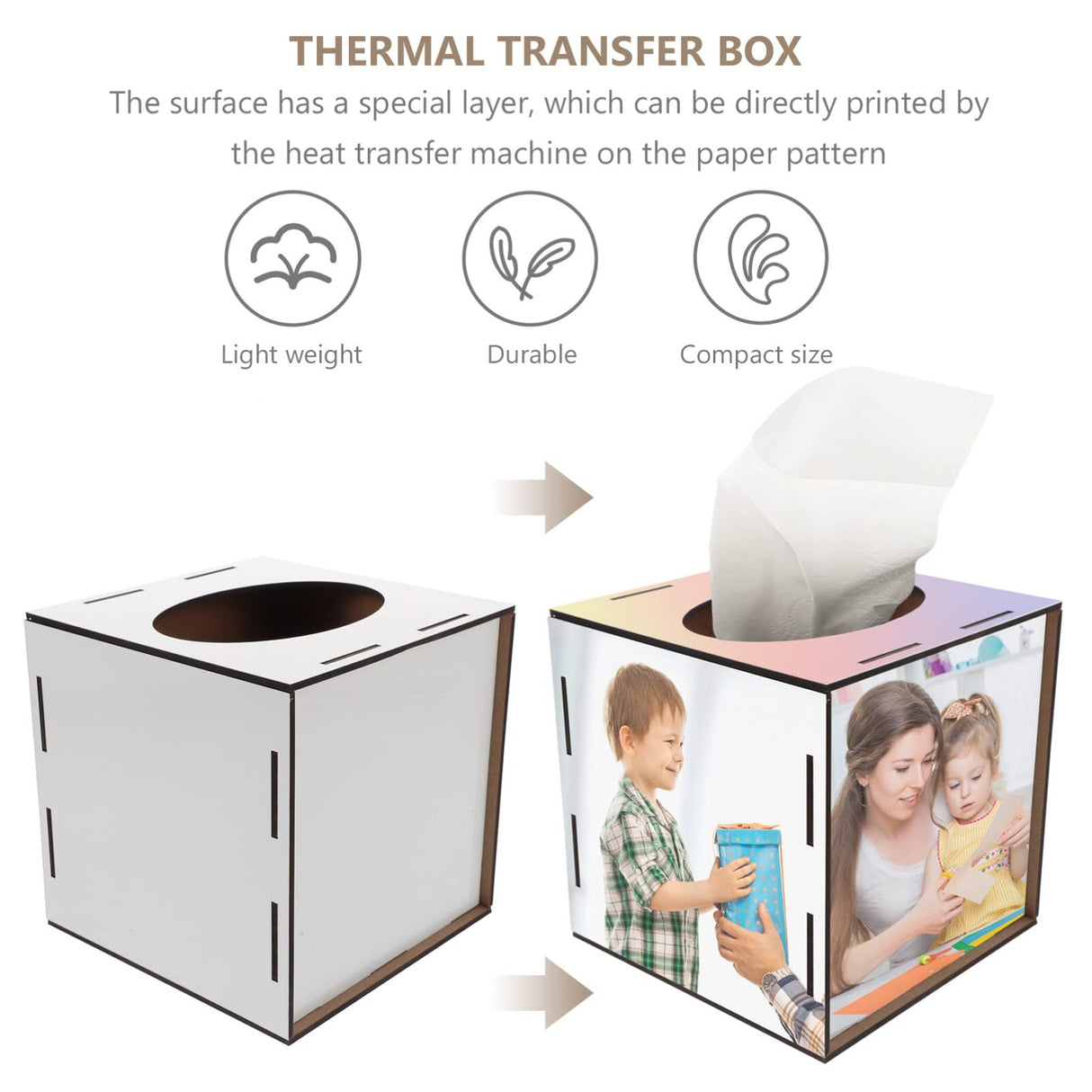 SEWACC Sublimation Blank Tissue Box Dispenser DIY Cube Tissue Holder Transfer Paper Tissue Storage Container Thermal Transfer Paper Towel Box Cover for Living Room SEWACC
