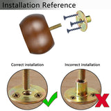 Maricome 2 Inch Bun Furniture Feet Walnut Round Solid Wooden Ottoman/Couch/Sofa Legs Set of 4 Pre-drilled M8 Bolt with Metal Brackets Maricome