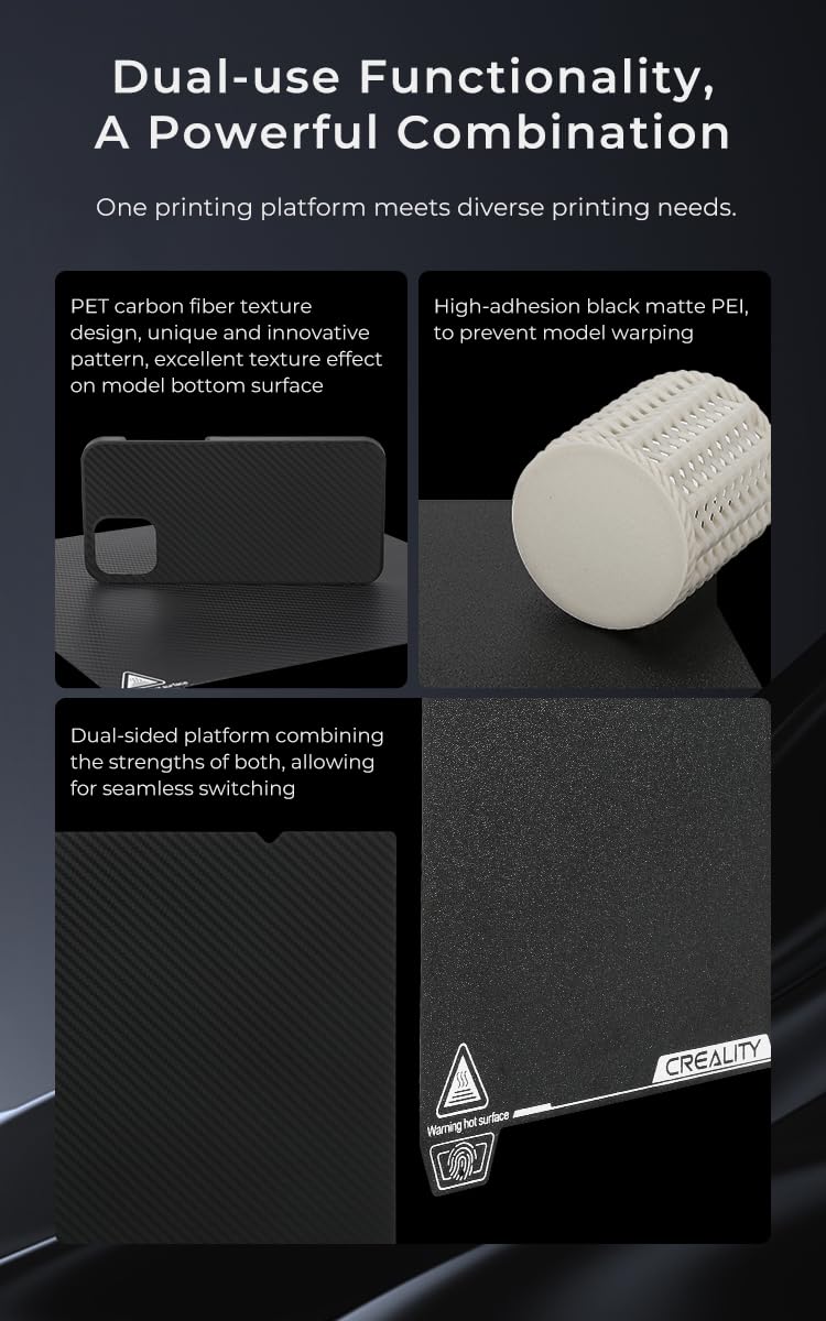 Creality K1 Smooth PEI Build Plate, Original Magnetic 3D Printer Build Bed, for Creality K1/Ender 3 V3 SE/Ender-3 S1/Ender-3 S1 Pro/Ender-5 S1 and All 235 * 235mm Size 3D Printer Creality