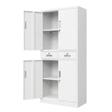 Metal Storage Cabinet，71" Garage Storage Cabinet with 2 Locking Drawer and 4 Adjustable Shelves ，Black Tool Cabinet，Lockable File Steel Cabinet for Home, Office, Gym, School. TaskStorz