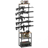 Poyilooo Gun Rack, Floor Rifle Rack Holds up 5 Guns, Indoor Gun Rack for Wall Gun Display Stand Gun Gun Storage Organizer Rifle Holder Hunting Gun Shelf (Large-19.7 L*12.6 W*71 H in) Poyilooo
