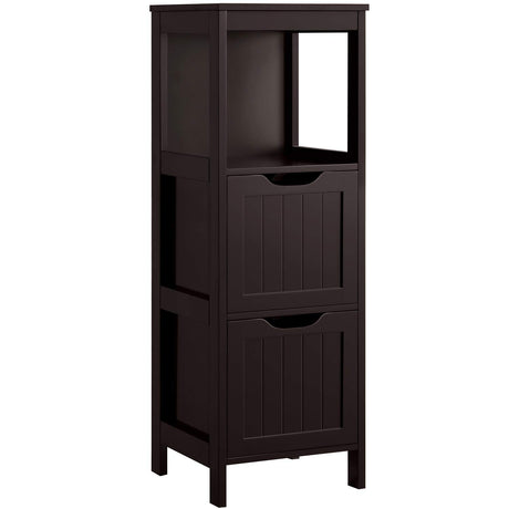 Yaheetech Espresso Wooden Multi-Functional Bathroom Storage Cabinet with Drawers and Adjustable Shelves Yaheetech