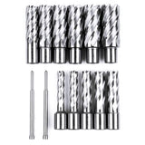 OSCARBIDE Annular Cutter Set 13pieces,2"Cutting Depth,3/4"Weldon Shank and 7/16 to 1-1/16 inch Cutting Diameter Mag Drill Bits for Magnetic Drill Press with 2pcs Pilot Pins OSCARBIDE