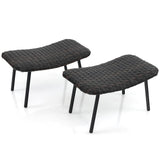 Tangkula Set of 2 Patio Ottomans, Multipurpose Rattan Ottomans w/Padded Quick Dry Foam & Heavy-Duty Metal Legs, Outdoor Wicker Footrest Extra Seating for Poolside, Backyard All Weather Resistant Tangkula