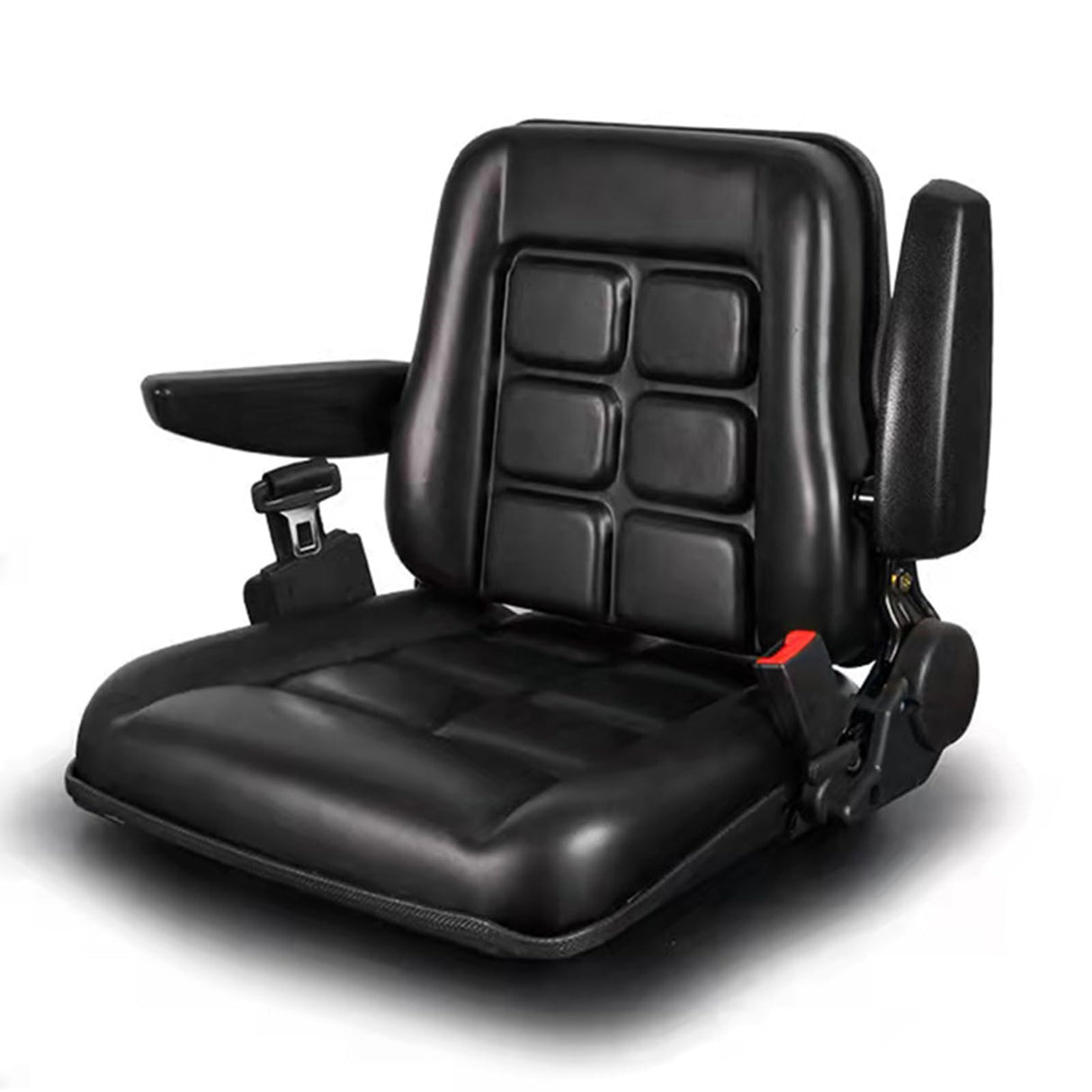Universal Adjustable Forklift Seat with Safety Belt and Armrest, Adjustable Backrest and Slide Rail Waterproof PVC Mower Seat, for Tractor Excavator, Forklift, Skid Loader, Backhoe Dozer Telehandler COZLMHJ