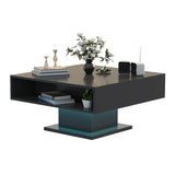 HedoAjim 30.7" Lift Top Coffee Table with Storage, Square Black Coffee Table for Living Room, Led Coffee Table with Large Hidden Storage, Wood Living Room Table Center Table for Dining Reception Room HedoAjim