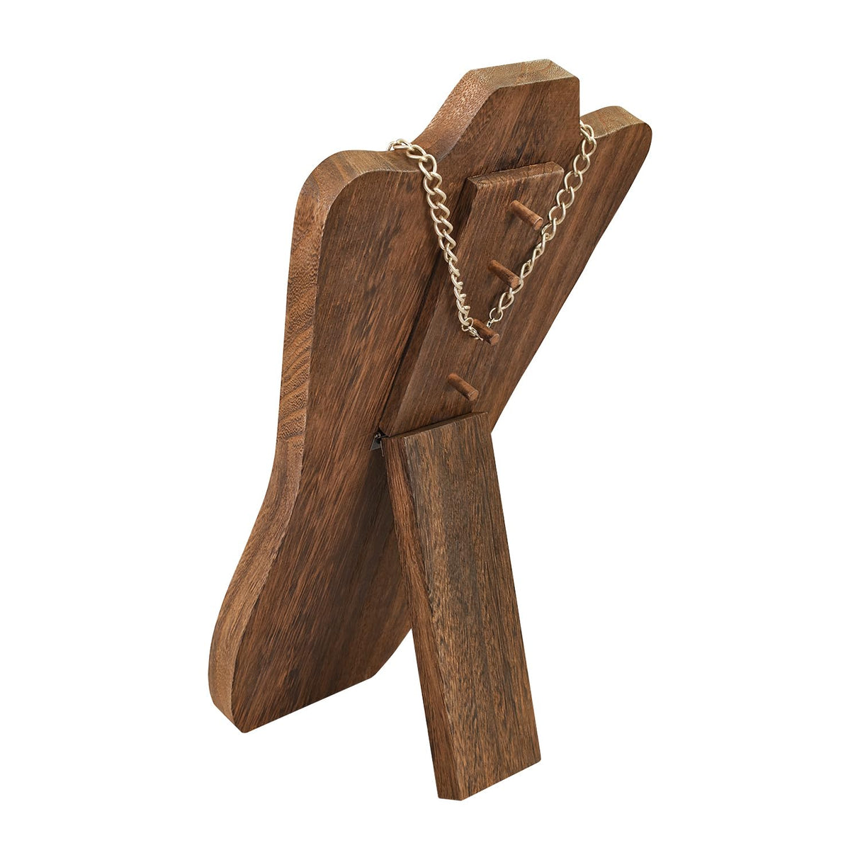 MOOCA Foldable Wooden Easel Necklace Display for Larger Necklaces, Portable Jewelry Organizer with Curved Top Design, Brown Color MOOCA