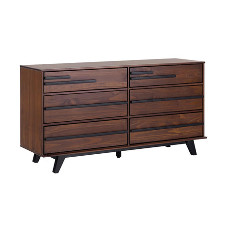 Walker Edison Malhia Contemporary Minimalist Solid Wood 6-Drawer Dresser, 60 Inch, Walnut Walker Edison