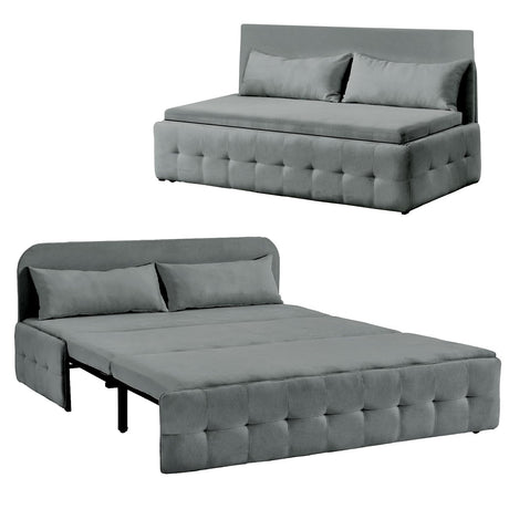 HOMNSO Convertible Queen Sleeper Sofa Bed,2-in-1 Futon Sofa Bed,Loveseat Sleeper Sofa Couch with pullout Bed for Living Room, Bedroom, Balcony, RV, Dark Gray HOMNSO