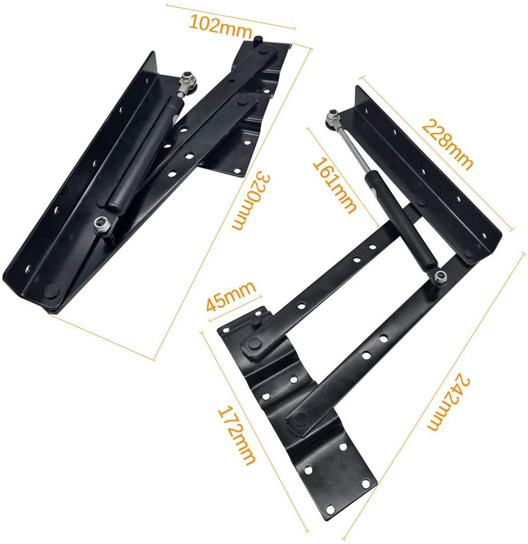 2pcs Folding Lift up Top Coffee Table Lifting Frame Desk Mechanism Hardware Fitting Hinge Spring Standing Rack Hinge Rack Bracket (Gas Hydraulic)