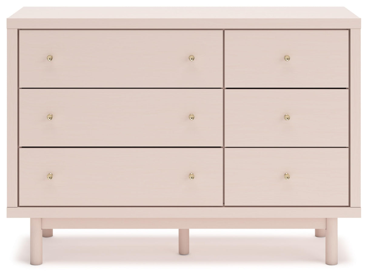 Signature Design by Ashley Wistenpine Modern 6-Drawer Dresser with Safety Stop, Pink Signature Design by Ashley