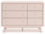 Signature Design by Ashley Wistenpine Modern 6-Drawer Dresser with Safety Stop, Pink Signature Design by Ashley
