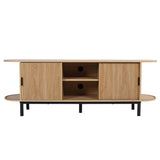 FurSch 62" Tambour Door TV Stand,Wood Mid Century Modern TV Cabinet for Up to 65“ TV,Curved Edge Long TV Stand with Storage for Bedroom Living Room (Natural, 62.2inch) FurSch