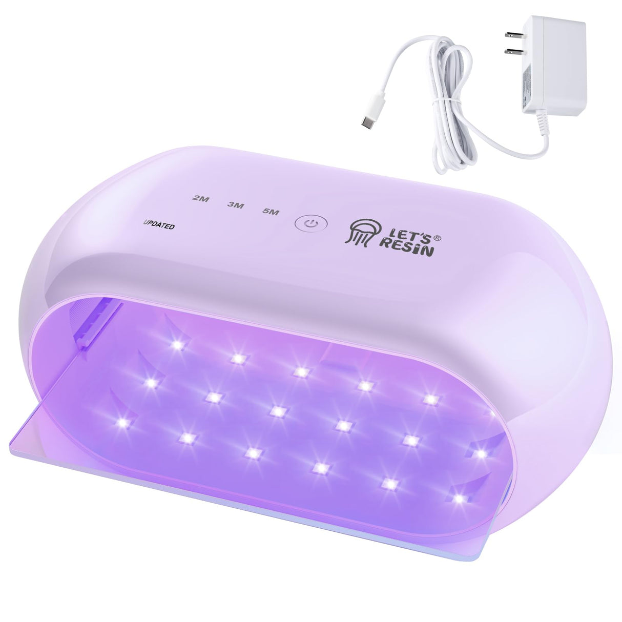 LET'S RESIN UV Light Advanced,Two-Sided Longer time Setting(2m,3m,5m) UV Lamp with Single Head Adapter, Large Size 36 Beads LED UV Light for Resin Curing,Resin Molds,DIY Craft Decor(Purple) LET'S RESIN