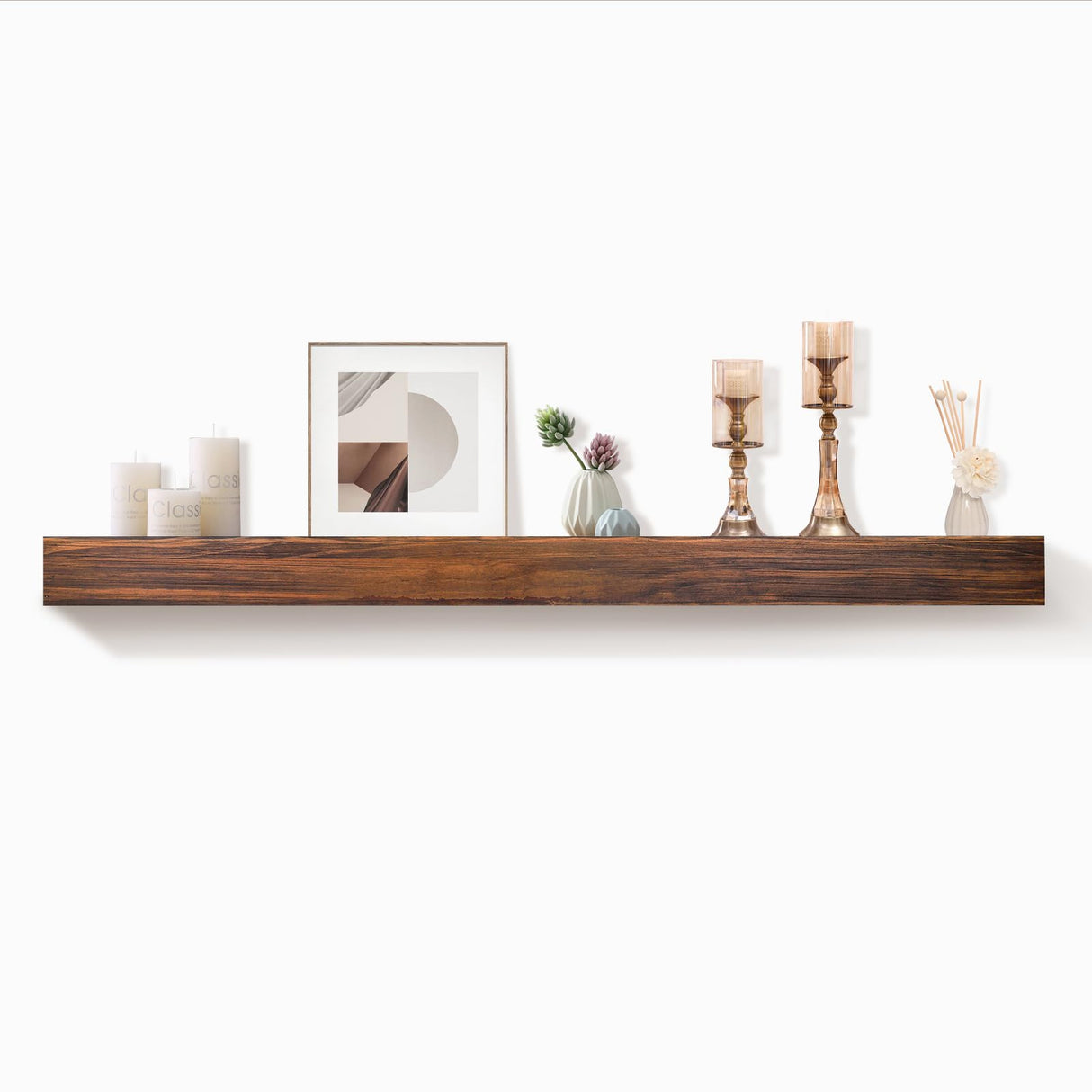 AZSKY Rustic Fireplace Mantel Shelf Floating Fireplace Mantel Dark Walnut 36 Inch Long Wall Mount Mantel for Fireplace Deep Wall Shelf Set of 1 with Invisible Wooden Bracket AZSKY