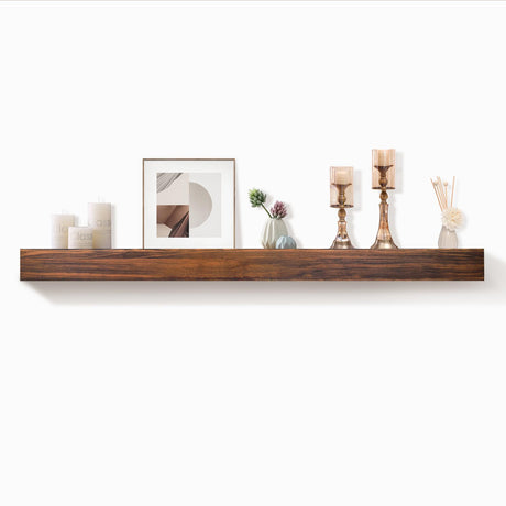 AZSKY Rustic Fireplace Mantel Shelf Floating Fireplace Mantel Dark Walnut 36 Inch Long Wall Mount Mantel for Fireplace Deep Wall Shelf Set of 1 with Invisible Wooden Bracket AZSKY