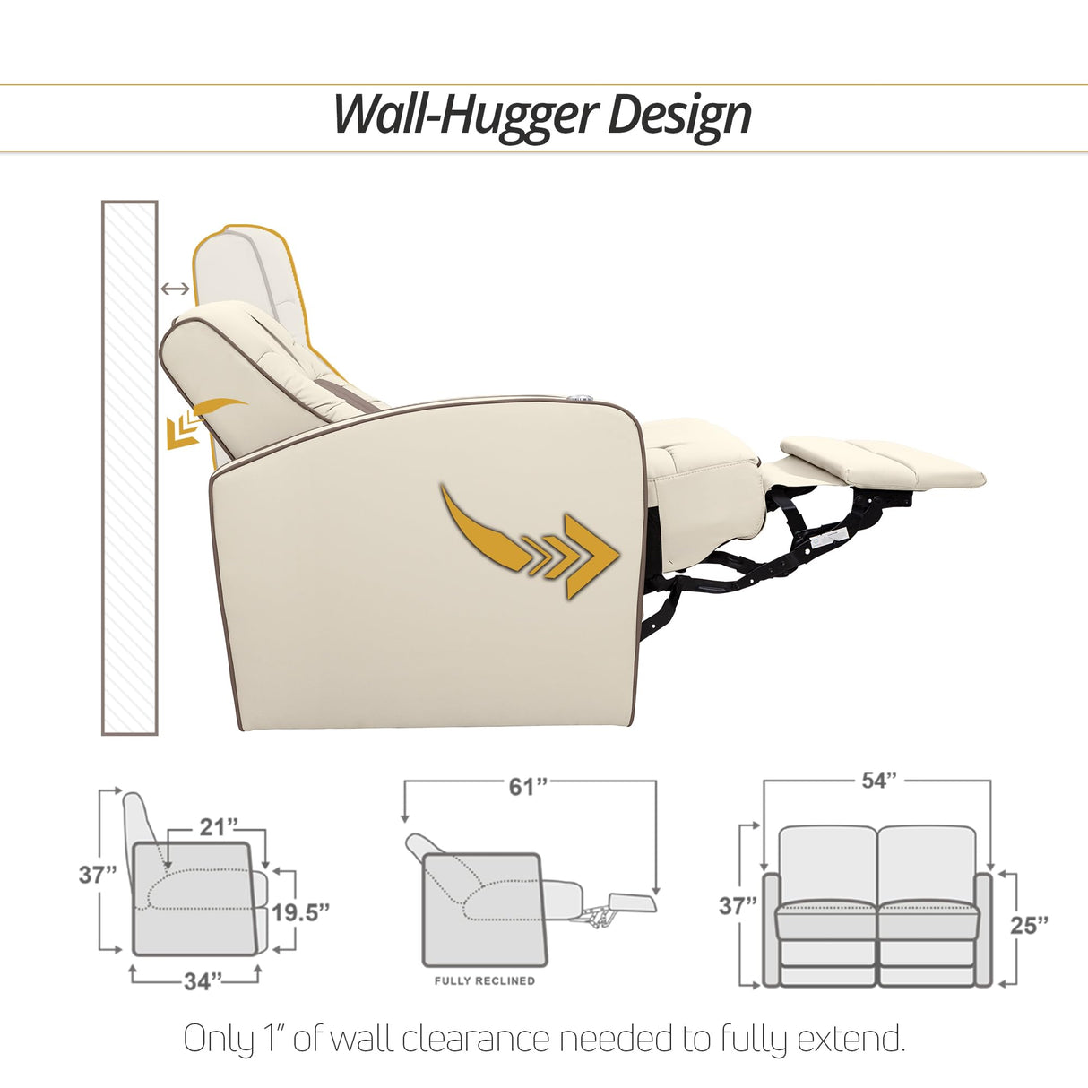 Qualitex De Leon RV Loveseat, Ultimate Leather, Heat and Massage, Power Recline, Bisque and Light Antelope Qualitex