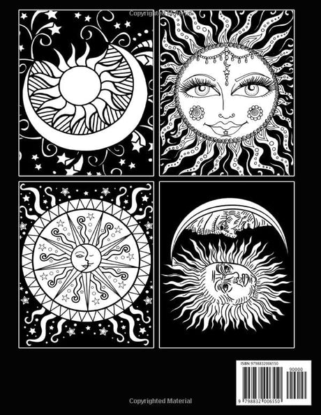 Midnight Sun And Moon Coloring Book: Stunning Coloring Pages On Black Background Featuring Cute Celestial With Wonderful Illustrations | Great Gift For All Ages To Have Fun And More Majosta