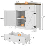 Coffee Bar Cabinet, Kitchen Storage Cabinet,Sideboard Buffet Cabinet with Storage,15.55" D x 31.5" W x 34.65" H Bar Door Kitchen Cabinet, Farmhouse Cabinet with Drawer and Adjustable Shlef, White Mufico
