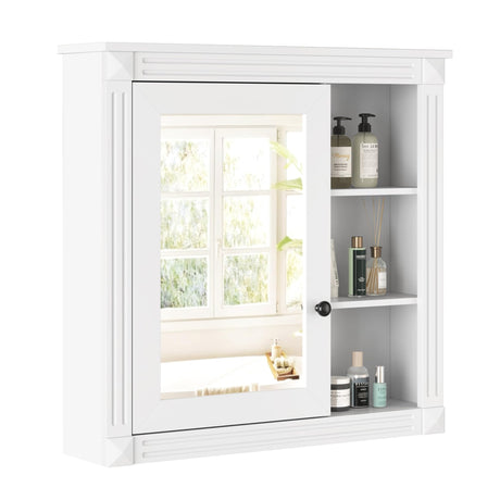Merax Bathroom Medicine Cabinet with Mirror Door & Adjustable Shelves, 30" x 28" Wall Mounted Storage Cabinet Over The Toilet Merax