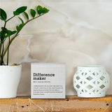 AOZHUO Difference Maker Definition Home Office Decor Wooden Box Sign, Motivational Farmhouse Decorative Positive Office Desk Accessories Wood Plaque Affirmations Wood Table Sign for TV Cabinet Shelf AOZHUO