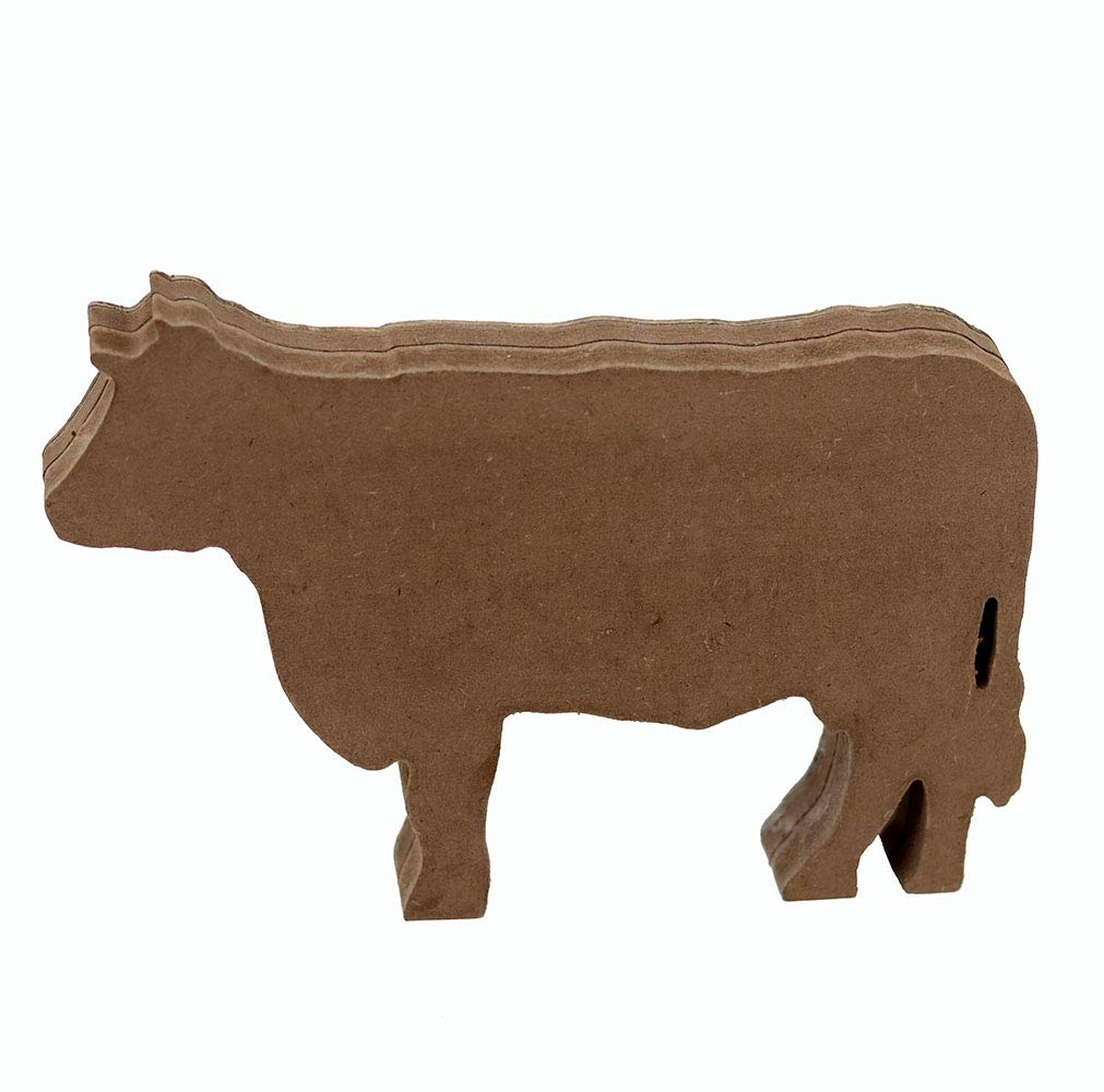 PARISLOFT Farm Fresh Wood Cow Shaped Sign Tabletop Decor, Carved Cow Statue Home Decor, Animal Sculpture Decorations PARISLOFT