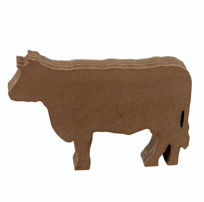 PARISLOFT Farm Fresh Wood Cow Shaped Sign Tabletop Decor, Carved Cow Statue Home Decor, Animal Sculpture Decorations