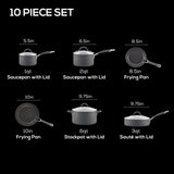 Circulon 83903 Radiance Hard Anodized Nonstick Cookware Pots and Pans Set, 10 Piece, Gray Circulon