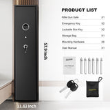 BlackSmith Biometric Gun Safe for Rifles Home Long Gun Safe Quick Access Fingerprint Recognition Pistols Safe Keypad Wall Mount Large Gun Cabinet with Lock Box Pistol Rack Pockets Ammo Storage BlackSmith