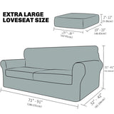 YEMYHOM Latest Checkered 3 Pieces Couch Covers for 2 Cushion Couch High Stretch Sofa Cover with 2 Extra Large Seat Cushion Covers Anti Slip Elastic Slipcovers (XL Loveseat, White), 71"-91"(2 CUSHIONS) YEMYHOM