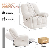 EONIX Mordern Massage Rocker Recliner Chair, Dual Motor Power Rocking Recliners for Small Spaces, Lazy Boy Recliner Chair with Heat and Massage for Living Room, Bedroom, Study, Pearl White EONIX