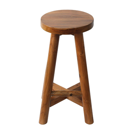 JOLLYMER Bar Stool with Round Seat for Kitchen Island Counter, Solid Teak Wood Barstool in Espresso Finish, Home Bar Furniture, 29-Inch Height JOLLYMER
