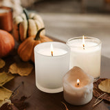 SHOWIN Thick Candle Jars for Making Candles 12 Pcs, 7 OZ Empty Jars with Wood Lids for Candle Making, Sample Container, Frosted White SHOWIN