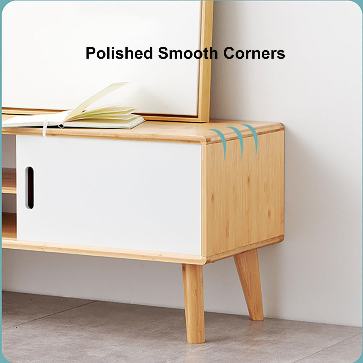 WOLWES TV Console Table Bamboo TV Cabinet Low Entertainment Center Narrow Media Console TV Stand for Living Room, Bedroom (Color : Brown, Size : 55.1in-no Drawer) WOLWES