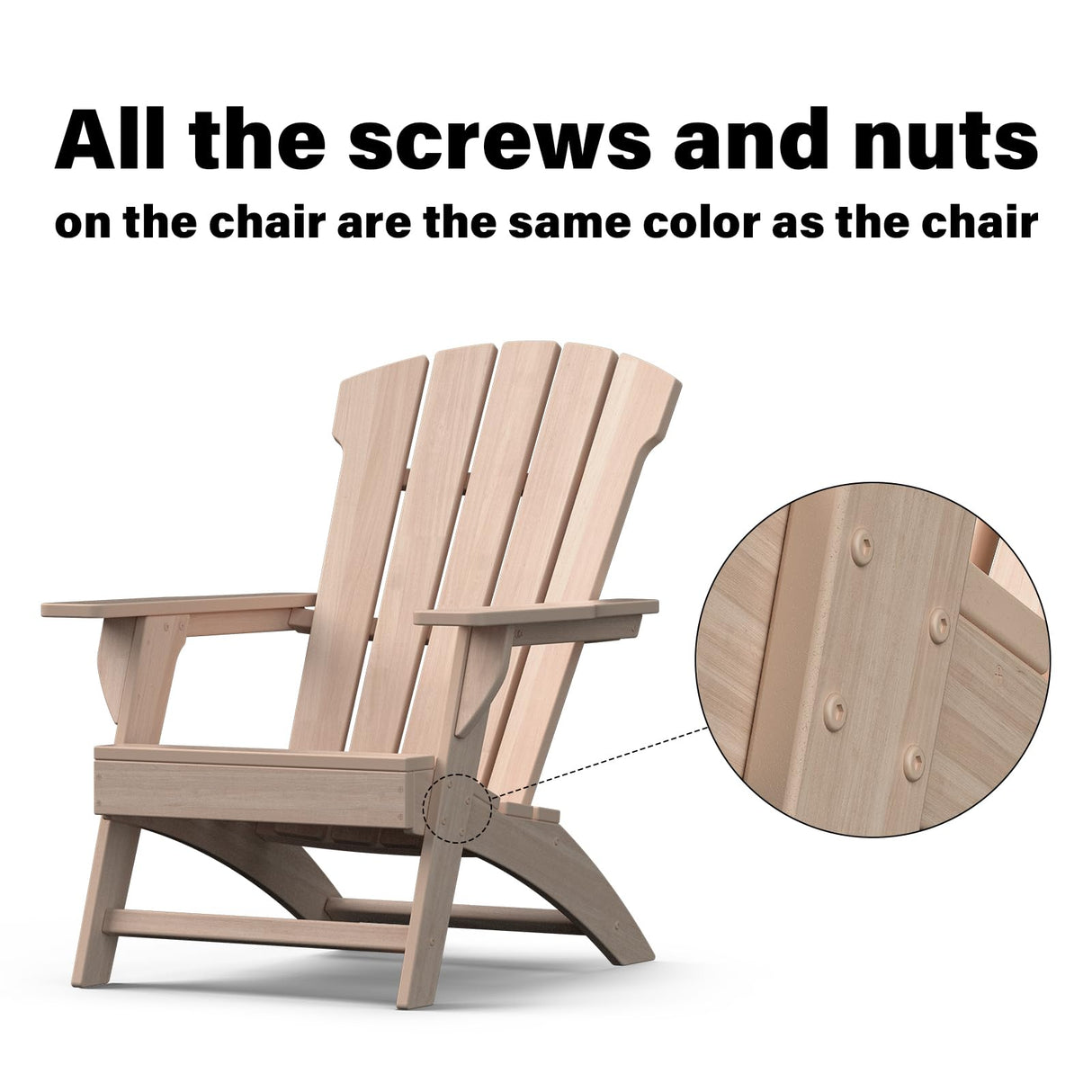 YARDCOM Adirondack Chair, 110°Ergonomics Plastic Extra Tall Adirondack Chairs, HDPE All-Weather Plastic Patio Outdoor Chair, High Foamed Polyethylene Fire Pit Chair(Natural) YARDCOM