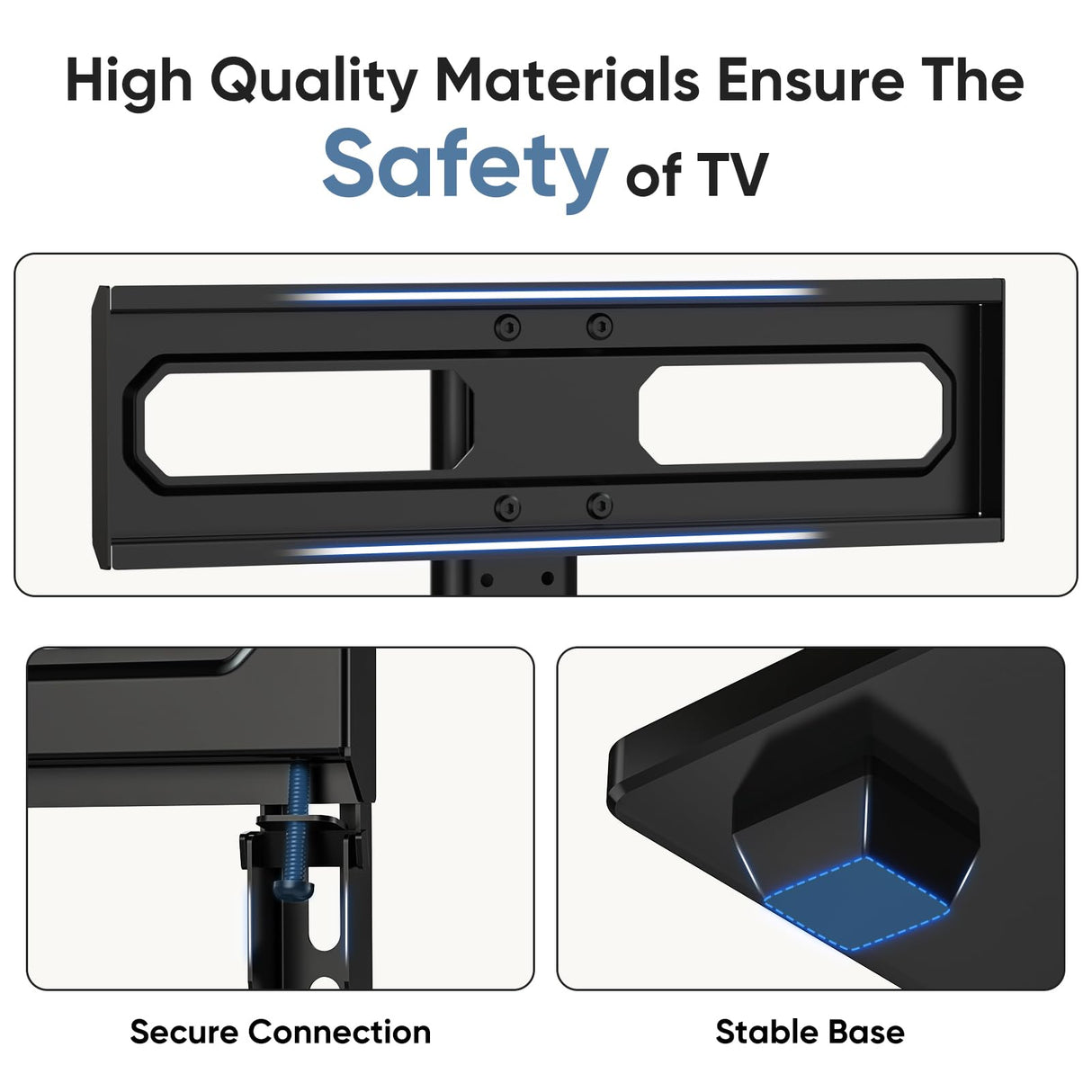 OLIXIS Universal TV Mount Stand for 26-55 inch TVs, Height Adjustable, Swivel Table Top TV Stand with Tempered Glass Base, Holds up to 99 LBs, Max VESA 400x400mm OLIXIS