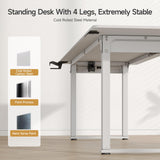ONBRILL Standing Desk, 71x32 Inches Stand Up Desk with 4 Legs, Rectangle Desk with 2 Dual Motor & Memory Controller, Sit Stand Desk Adjustable Height from 28-46" for Computer Workstation, White ONBRILL