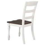 Coaster Home Furnishings - Madelyn - Wood - Set of 2 Farmhouse Dining Side Chairs with Ladder Backs, Saddles, Scooped Seats and Turned Legs - Dining Room - Coastal White and Dark Cocoa - 110382 Coaster Fine Furniture