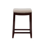 Linon Linen Backless Claridge Stool, Counter Height, Beige & Dark Walnut Linon